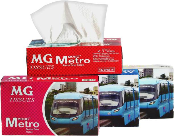MG Mono metro pack of 4 face tissue papaer 110 sheet per box