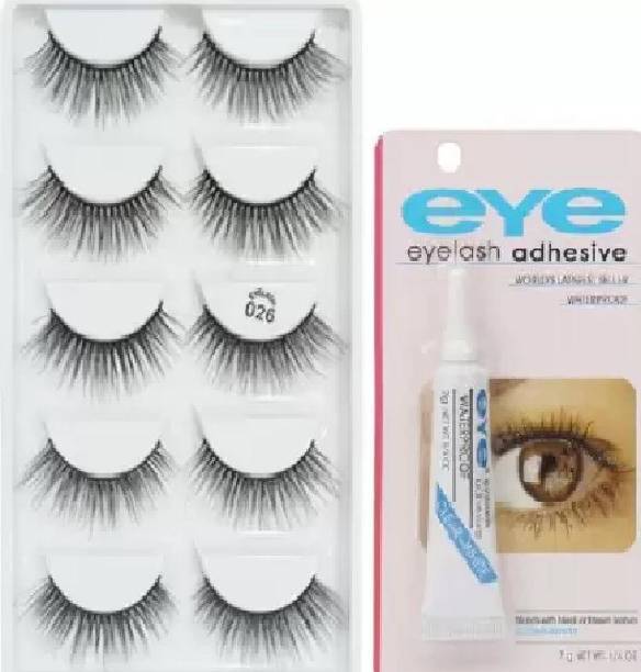 URBANMAC Eyelashes Pack of 5 Pair With Eyelash Adhesive Glue