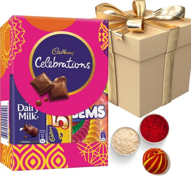 Almoda Creations Bhaidooj Gift, Diwali Gift Hamper Cadbury Chocolates, Kalawa, Akshat & Kumkum Assorted Gift Box