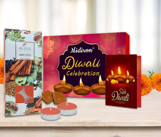 Midiron Chocolate Gift Combo With Card & Scented Wax Candles Paper Gift Box