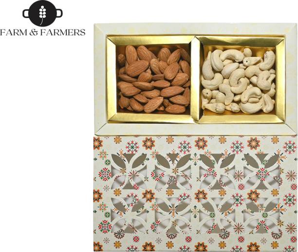 FARMS & FARMERS Diwali gift hamper set/ Almonds 100 gram +Cashew 100 grams Dry fruits Assorted Gift Box