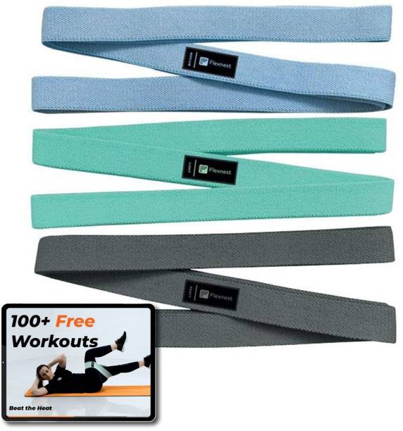 Flexnest Body Stretching Fitness Training Loop Bands 10-50lbs for Men & Women Pack Of 3 Resistance Band