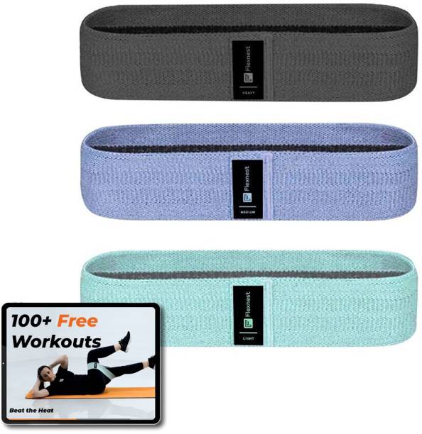 Flexnest Hip Body Stretching Fitness Training Loop Bands 15-60lbs for Men & Women Pack Of 3 Resistance Band