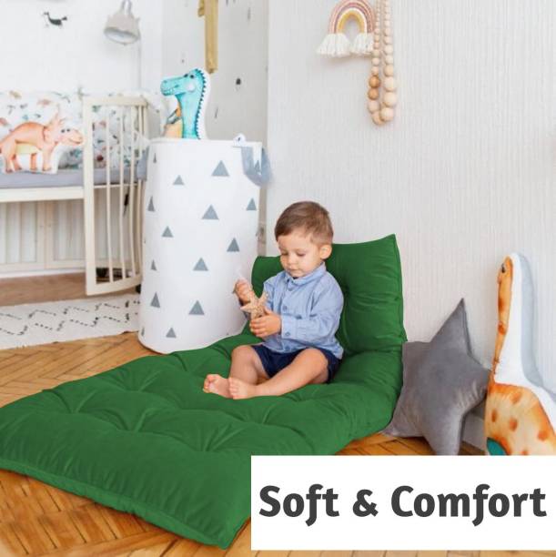 Hiputee Premium Velvet Multipurpose Floor Cushion for Kids Foldable Mat Travel Friendly Green Floor Chair