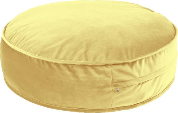 Hiputee Velvet Round Floor Cushion - Living Room, Removable Washable Cover Yoga Pillow Yellow Floor Chair