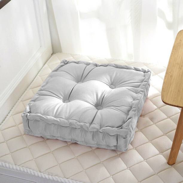Hiputee Velvet Square Multipurpose Floor Cushion - Living Room, Home Decor, Yoga Cushion Grey Floor Chair
