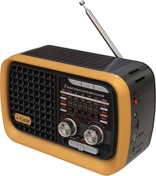 iGear Vintage Vibes - 7 Band Radio FM/AM/SW with MP3 Player Bluetooth, USB, TF/SD Card, inbuilt 1200 mAh Rechargeable Battery, and Built-in Torch, Retro Style FM Radio