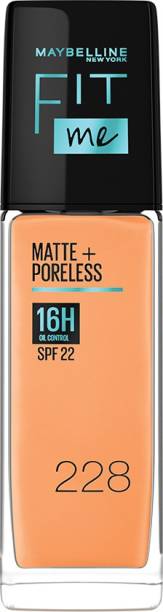 MAYBELLINE NEW YORK Fit Me Matte+Poreless Liquid Foundation (With Pump & SPF 22), 228 Soft Tan, 30ml Foundation