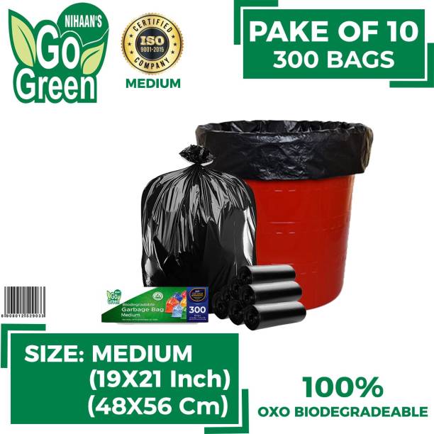 A Nihaan's Go Green Black Garbage Bags Dustbin Bags Medium Size For Home Oxo Disposable Garbage Bags Medium 20 L Garbage Bag