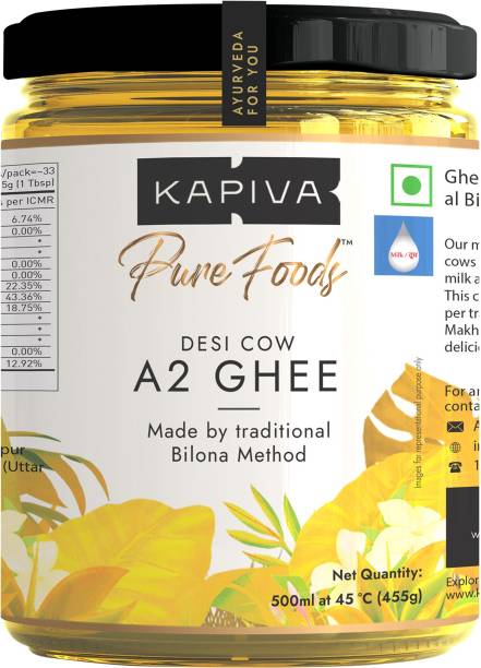 Kapiva A2 Desi Ghee (Helps Reduces Joint Pain and Improves Heart Functioning) - 500ml Ghee 500 ml Glass Bottle