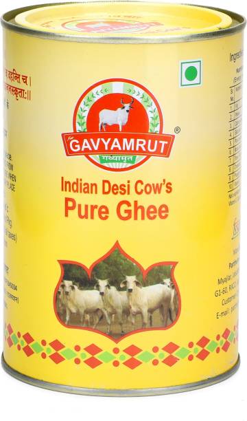 NAV. GAVYAMRUT Pure A2 Organic Ghee 1 Ltr Desi Cow Ghee Handmade 100% Natural 1 L Tin