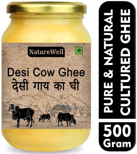 Naturewell Organics Desi Cow Ghee Pure & Natural Hand Made by Traditional Bilona Method Ghee 500 g Glass Bottle