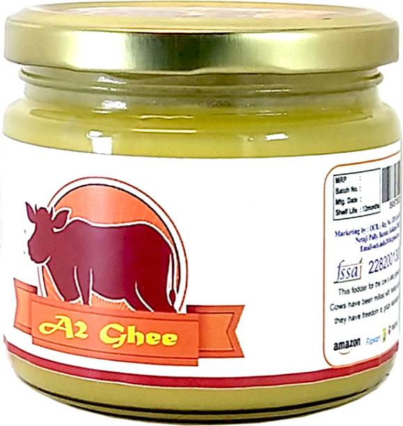 OCB A2 Ghee Made From Desi Cow Milk by Hand Churning Bilona Method Ghee 250 g Glass Bottle