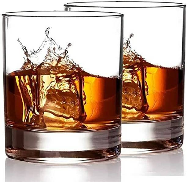Coozico (Pack of 2) Round Whiskey Glasses Set,Glass for Juice Water ColdDrinks Scotch Bourbon Brandy Glass Set Whisky Glass