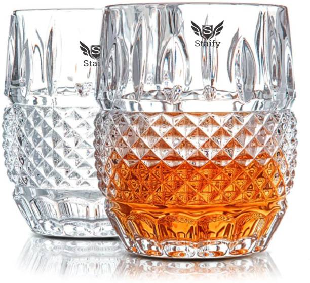 Staify (Pack of 2) Large Whisky Rocks Glass, Old Fashioned Glass Tumbler for Scotch Lover Glass Set Whisky Glass