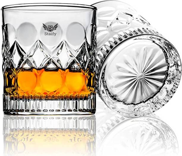 Staify (Pack of 2) Sparking Crystal Glass Whisky Glass For Gift On valentine and other festival Glass Set Whisky Glass