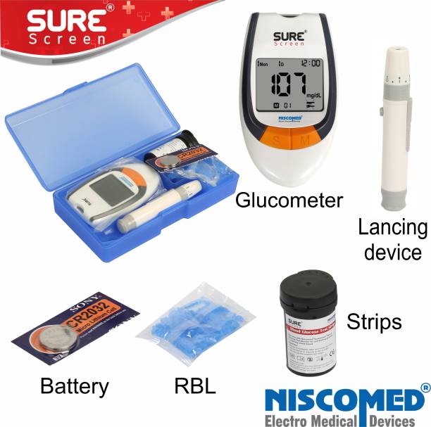 NISCOMED Surescreen Glucose Accurate Blood Sugar testing Painfree Monitor with 20 Strips Glucometer