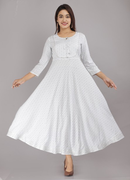 white anarkali dress flipkart