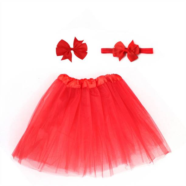 SYGA New Born Baby Skirt With Two Flower Headband Skirt Baby Girl Shower Suit-Red Head Band
