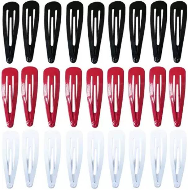 SHD COLLECTIONS Hair Clips No Slip Hairpin Girls Women Multi Tic Tac Clip (Red, White, Black) Tic Tac Clip
