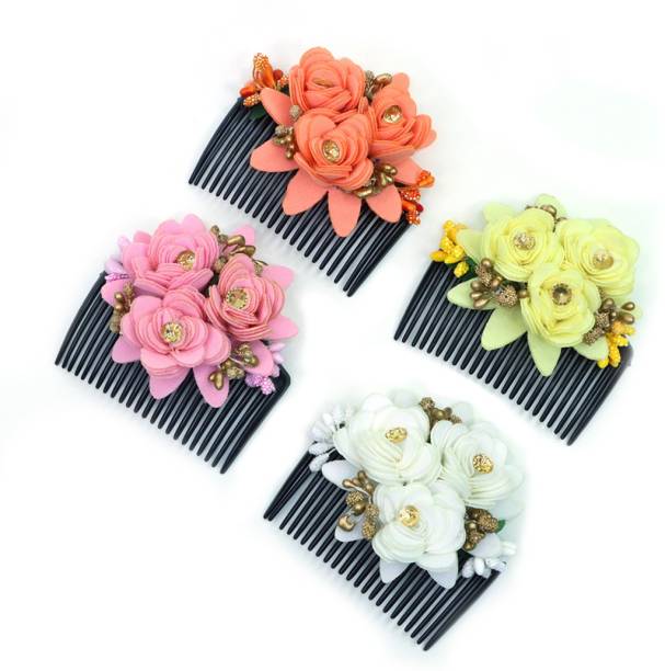 Myra Collection Flower Design Jooda Hairpin Comb (Pack of 4) Bun Clip