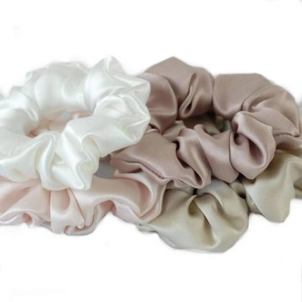 trendgodz Luxury Satin Scrunchies for Women / Girls (Pink-Pack Of 4) Hair Accessory Set