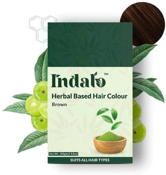 Indalo Herbal Based Brown Hair Colour with Amla and Brahmi, Long Lasting Hair - 100gm , Brown