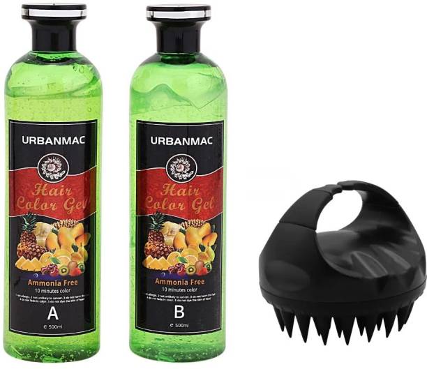 URBANMAC Fruit Vinegar Black Gel Color Professions Hair Colour + (Shampoo Massager) , Black Price in India