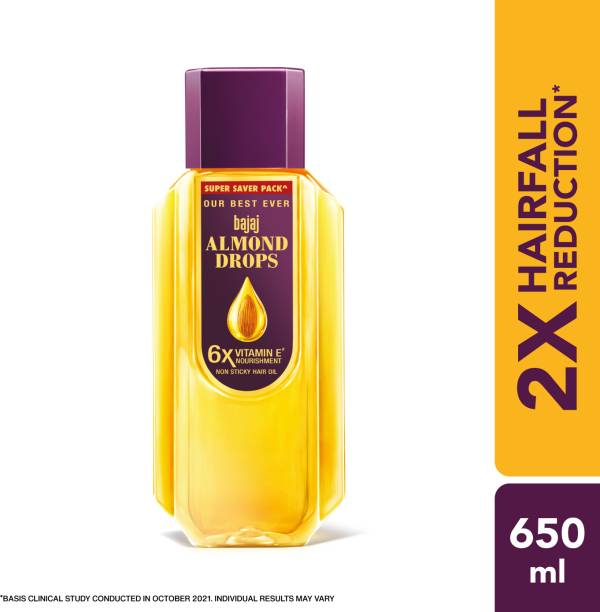 BAJAJ Almond Drops Hair Oil enriched with 6X Vitamin E, Reduces Hair Fall, 650 ml Hair Oil