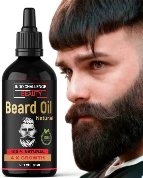 INDO CHALLENGE 4 x Faster Beard Growth oil with 100% Natural Ingredients Based  Hair Oil