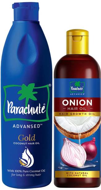 Parachute Advansed Onion Hair Oil ,200ml & Gold Coconut For Long, Strong & Gorgeous Hair, 400ml Hair Oil