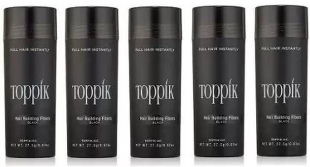toppik Hair Building Fibers For Regrowth And Instant Styling Black Color 5 Units Natural Organic Hair Volumizer Fibers