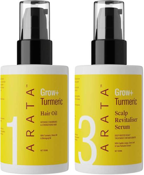ARATA Turmeric Growth Boost Duo| Grow+ Hair Oil & Scalp Revitaliser Serum