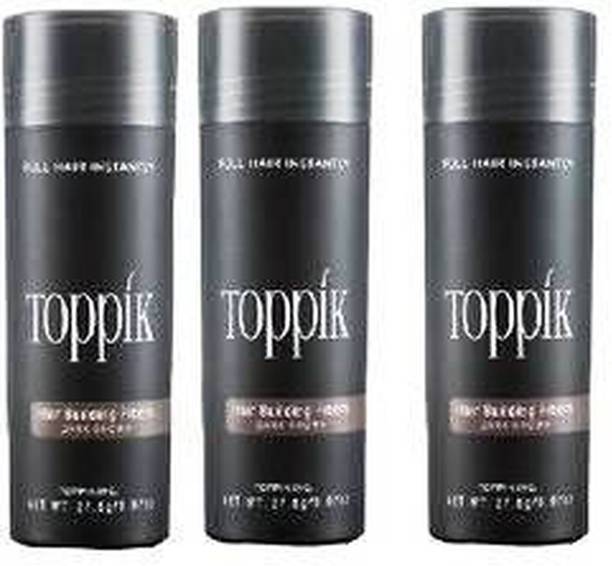 toppik Hair Building Fibers For Regrowth & Instant Styling Dark Brown Color 3 Units Natural Organic Hair Volumizer Fibers