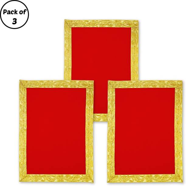 Shubhkart Velvet Aasan Medium (7*10 Inches) With Puja Red Chunni (12*15 Inches) Pack of 6