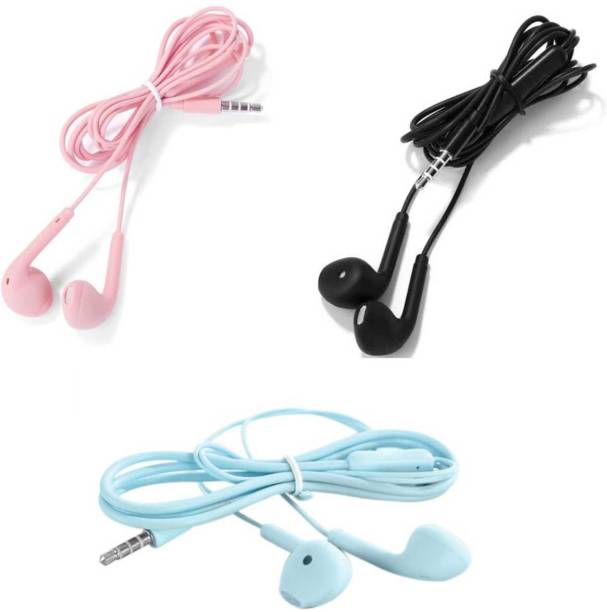 SEVEN EIGHT 3 Combo Earphon Big Offer Wired Headset Deep blue Baby pink Sky Blue Wired Headset