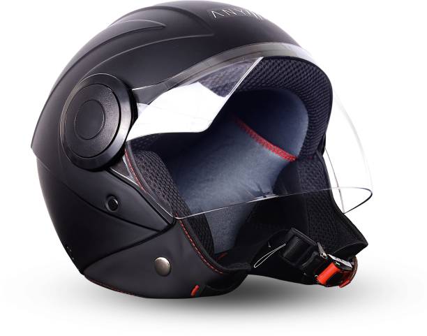 GoMechanic Noire Anymal Foxx Open Face Motorbike Helmet