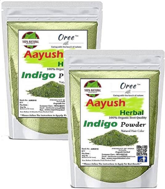 Aayush herbal Organic Indigo Powder for Hair - 100% Natural Hair color (100gx2)