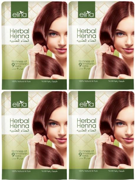 ELINA Henna Powder Natural Brown Colour FOR Hair "150gX4"PACK OF 4