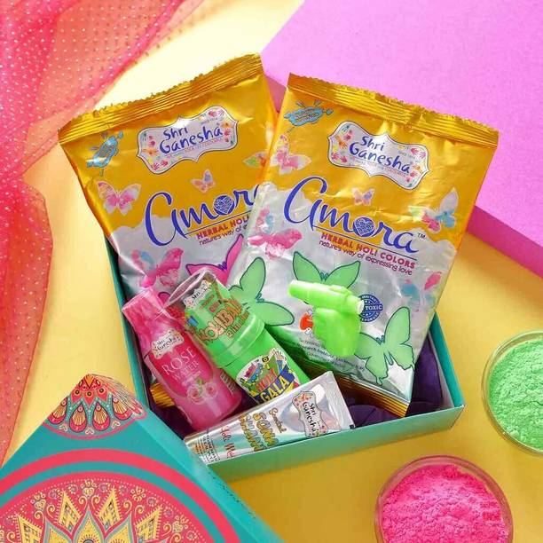 LAZYBEEE Herbal Holi Blast Box Holi Gift Hampers Mix Gift Box for Holi Holi Color Powder Pack of 5