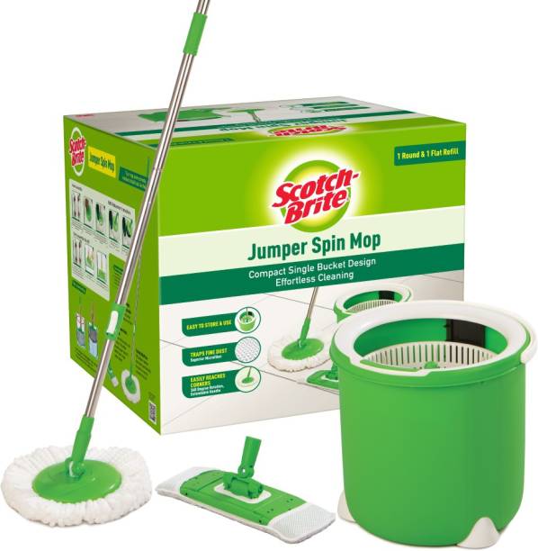 Scotch-Brite Jumper Spin with Round and Flat Refill Heads Mop