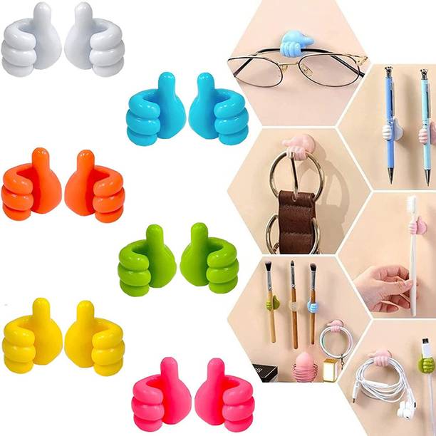 VAVSU Thumb Wall Hooks for Hanging,Self Adhesive Cable and Key Organizer Silicone Hook 4