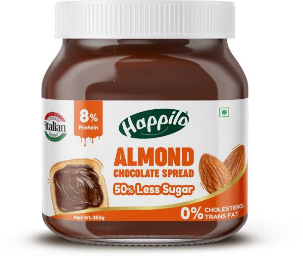 Happilo Chocolate Almond Spread, Low Carb Chocolate Dessert Spread, Smooth & Delicious 350 g