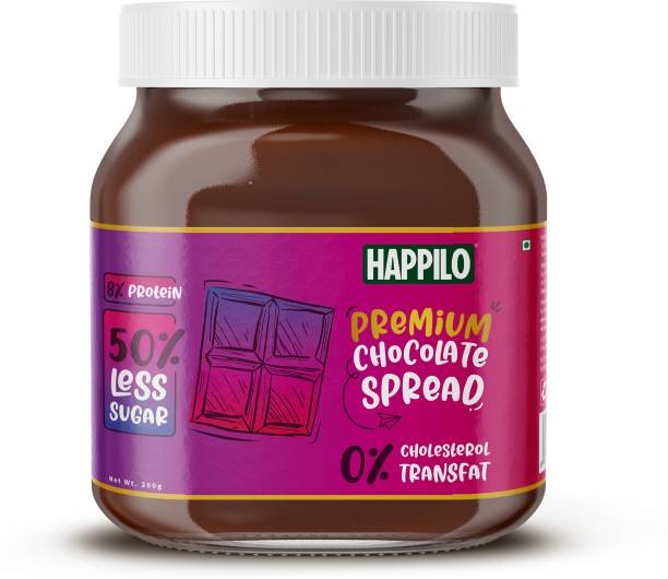 Happilo Premium Chocolate Spread, Low Carb Chocolate Dessert Spread, Smooth & Delicious 200 g