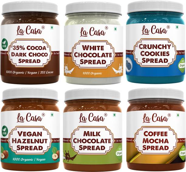 La Casa Choco Spread Combo - Dark+Milk+White+Hazelnut+Cookies+Coffee Chocolate Spread | 2100 g