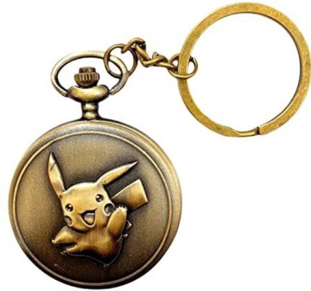 n v p Retro Vintage Pikachu Pocket Watch Key Chain With Key Ring Gift Key Chain