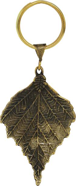 Yavant antique leaf shape 100% Brass Key Chain handmade fine art in Golden Finish Key Chain