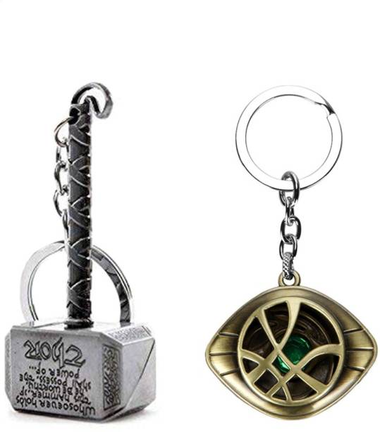 AG MOTO Metal Thor Hammer Keychain & Golden Doctor strange eye of agamotto Key Chain Key Chain
