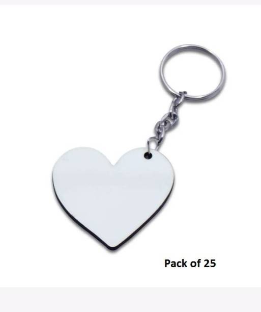 THE HCAC STORE SUBLIMATION HEART SHAPE KEYRING WITH Key Chain PACK OF 25 Key Chain