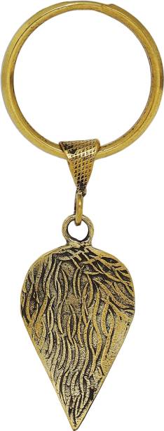 Yavant leaf shape 100% Brass Key Chain handmade art in Golden Finish Key Chain